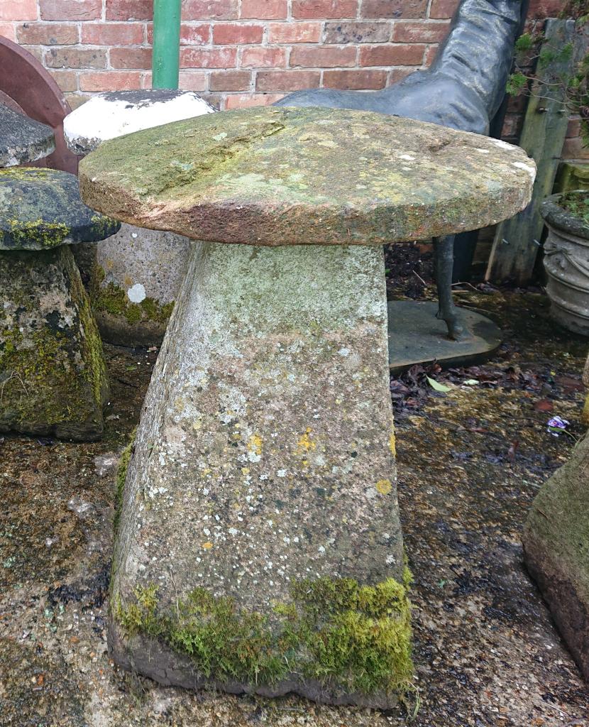 <p>2 large original Staddle stones</p><p>1. 83 cm tall 60 cm wide top</p><p>2. 90 cm tall 60 cm wide top